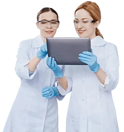scientists reviewing table